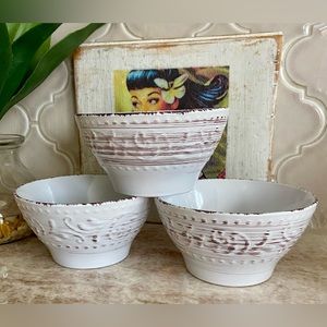 🟡 THREE BOWLS BY ELAMA IN THE PATTERN MALIBU SAND 🟡